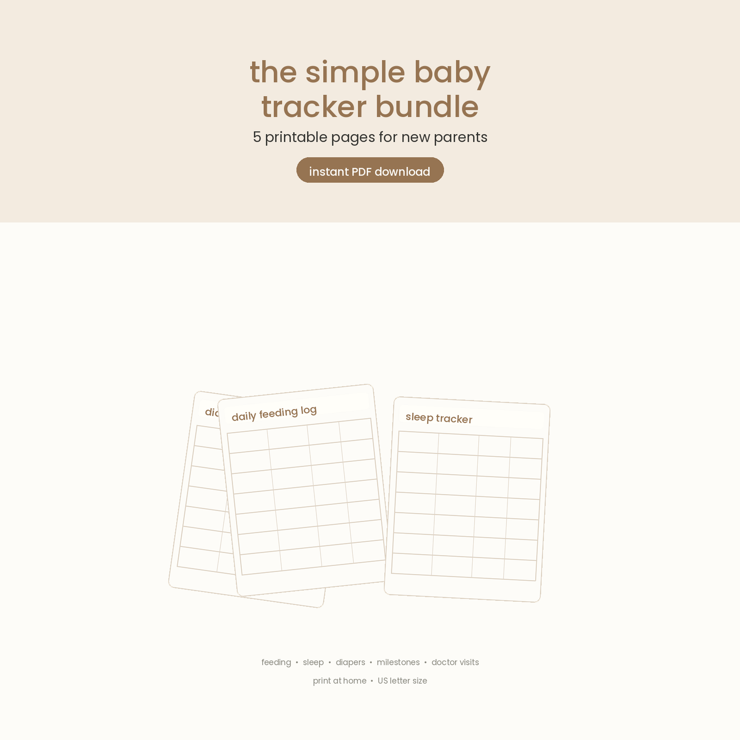 The Simple Baby Tracker Bundle — 5 Printable Pages for New Parents