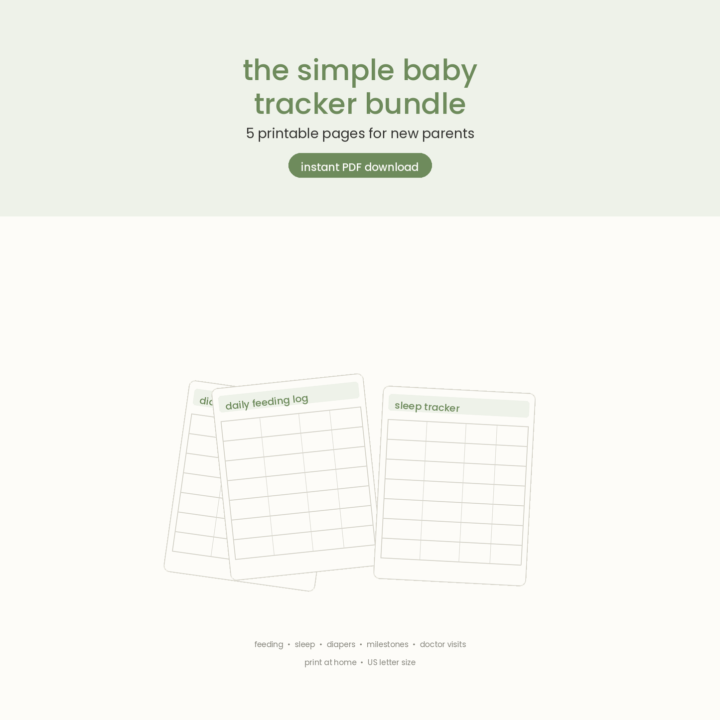 The Simple Baby Tracker Bundle — 5 Printable Pages for New Parents