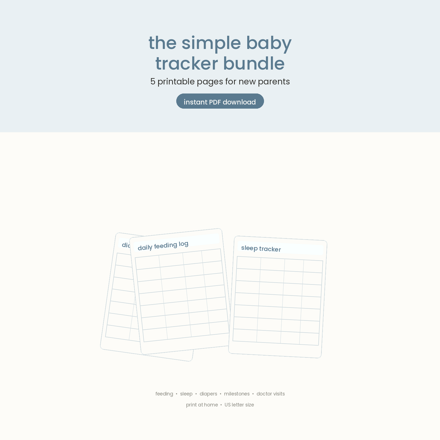 The Simple Baby Tracker Bundle — 5 Printable Pages for New Parents