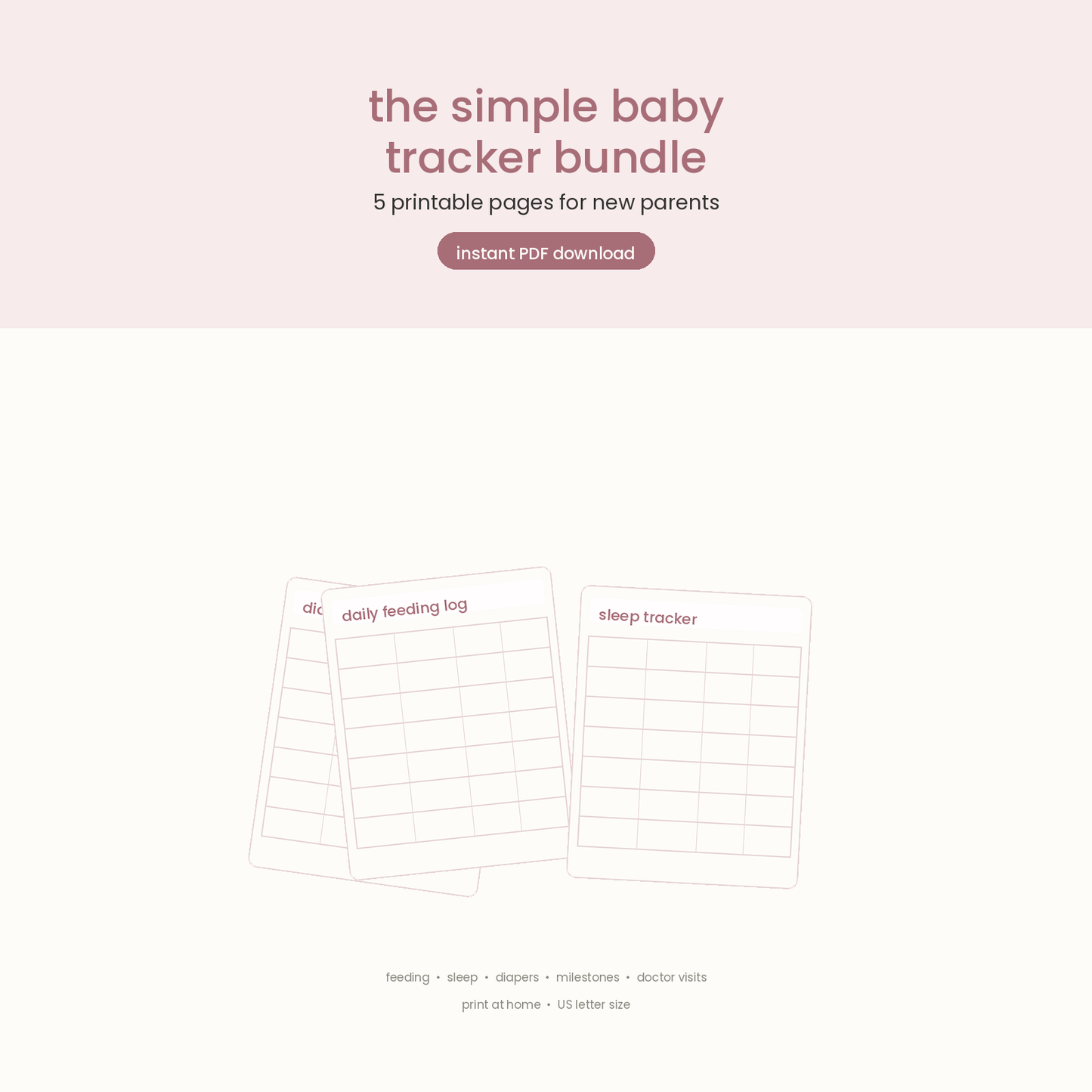 The Simple Baby Tracker Bundle — 5 Printable Pages for New Parents