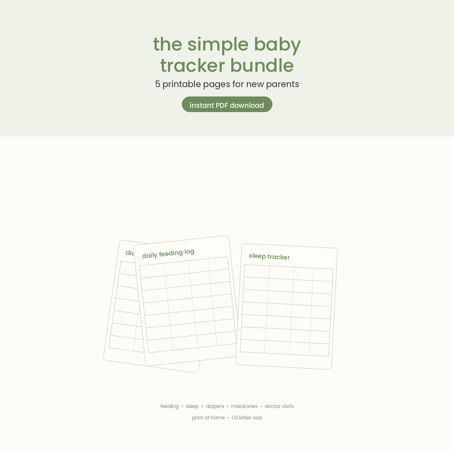 The Simple Baby Tracker Bundle — 5 Printable Pages for New Parents